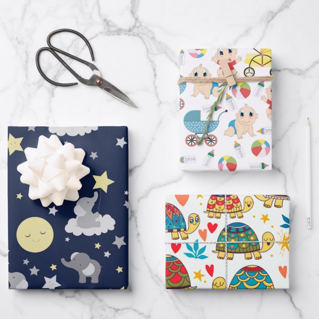 Feuille De Papier Cadeau Baby Shower  (Recto)