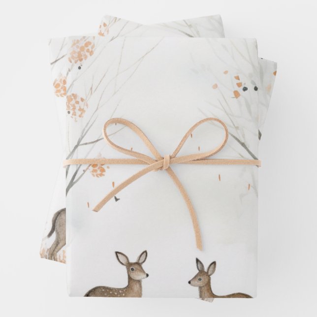 Feuille De Papier Cadeau baby shower boisé (En situation)