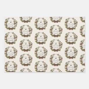 Feuille De Papier Cadeau Baby shower botanique Vintage