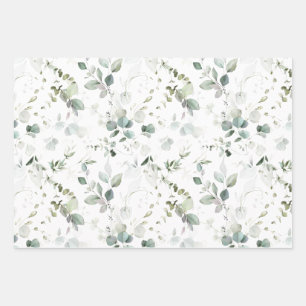 Feuille De Papier Cadeau Baby Shower/Bridal Shower Feuillage d'Eucalyptus