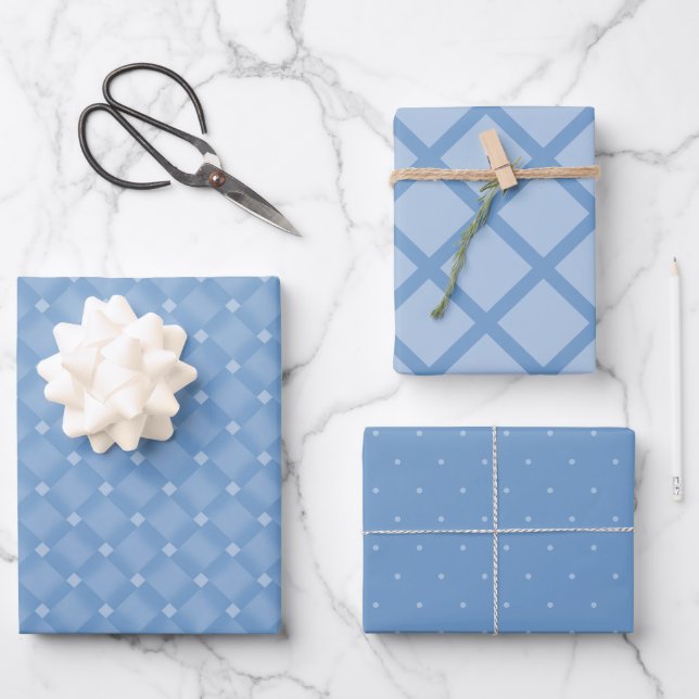 Feuille De Papier Cadeau Baby shower Chevron Blue Diamond moderne (Recto)