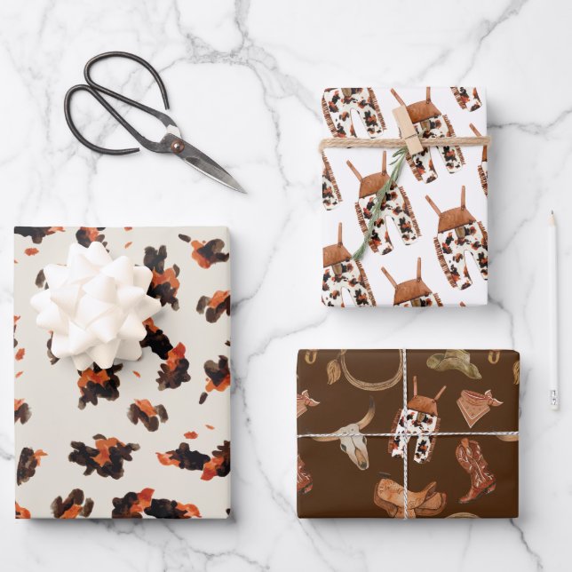 Feuille De Papier Cadeau Baby shower Cowboy Anniversaire (Recto)