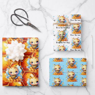 Feuille De Papier Cadeau Baby shower d'abeilles et d'abeilles miel