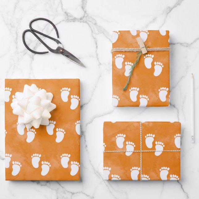 Feuille De Papier Cadeau Baby shower d'aquarelle d'automne Motif d'empreint (Recto)