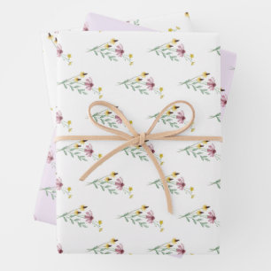 Feuille De Papier Cadeau Baby shower de jardin Fleur sauvage en fleurs