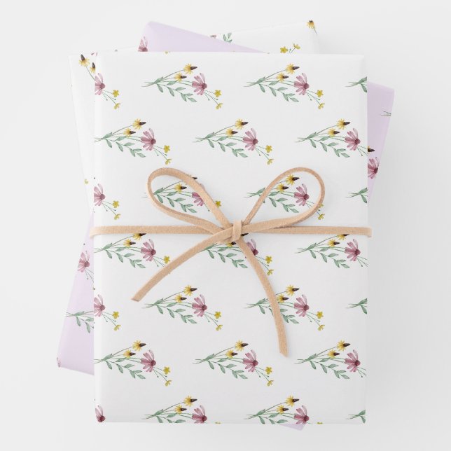 Feuille De Papier Cadeau Baby shower de jardin Fleur sauvage en fleurs (En situation)