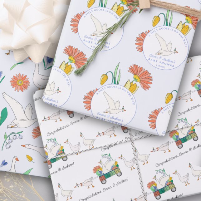 Feuille De Papier Cadeau Baby shower de la Soie de l'Oie (Créateur téléchargé)