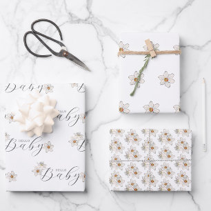 Feuille De Papier Cadeau Baby shower des fleurs de jonquilles de printemps