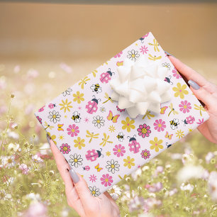 Feuille De Papier Cadeau Baby Shower Fille Mignonne Coccinelle Rose