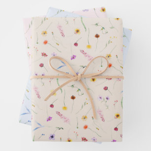 Feuille De Papier Cadeau Baby shower fleur sauvage