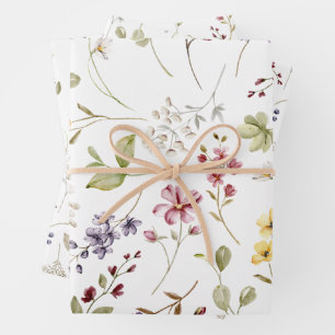Feuille De Papier Cadeau Baby shower Fleur sauvage doux