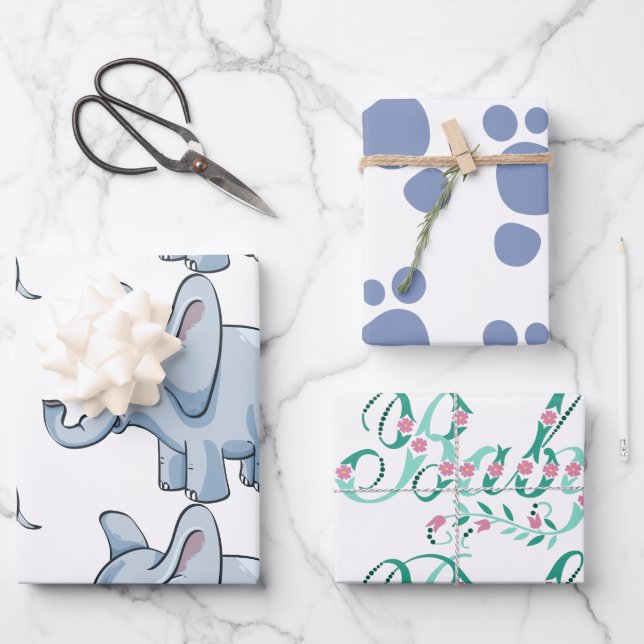 Feuille De Papier Cadeau Baby shower gift wrapping paper sheet (Recto)