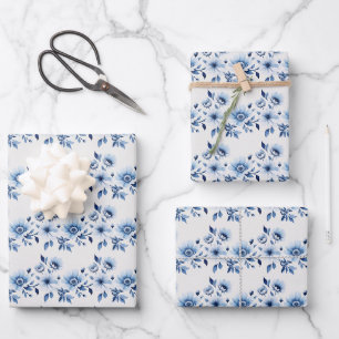 Feuille De Papier Cadeau Baby shower Mariage bleu blanc Toile