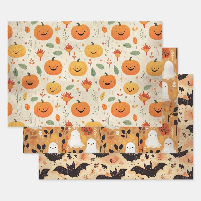 Feuille De Papier Cadeau Baby shower Motif de Little Boo Halloween (Lot)