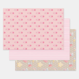 Feuille De Papier Cadeau Baby shower rose