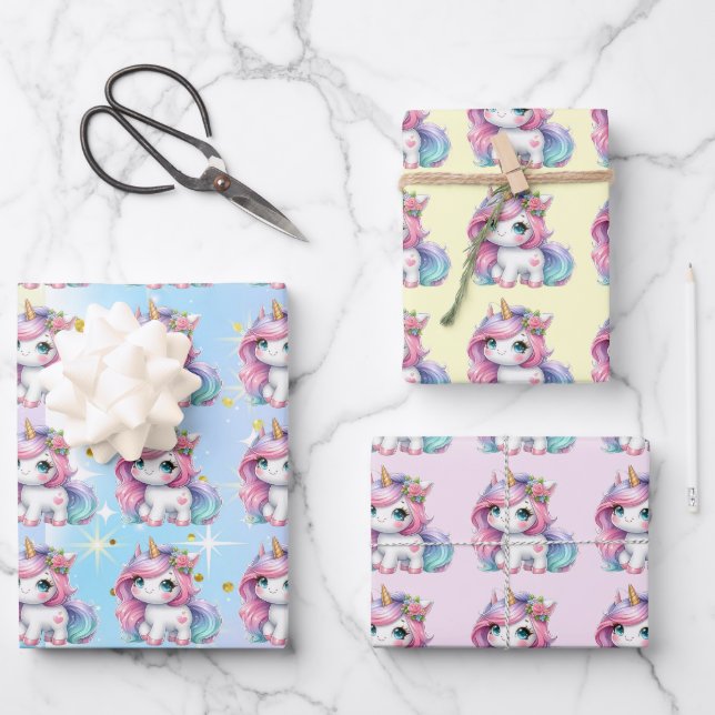Feuille De Papier Cadeau Baby Unicorn gift wrapping paper! (Recto)