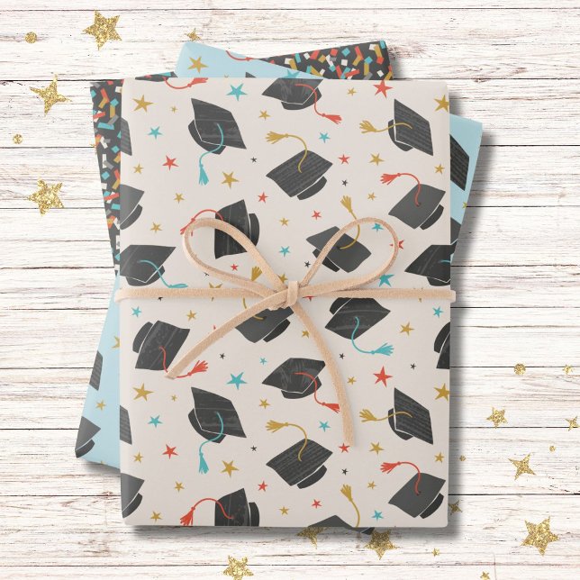 Feuille De Papier Cadeau Bac de diplôme, Tassel et Confetti (Créateur téléchargé)