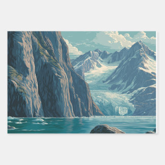 Feuille De Papier Cadeau Baie des glaciers d'Alaska