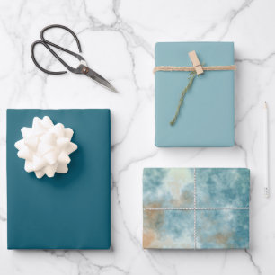 Feuille De Papier Cadeau Bain Gold et Turquoise