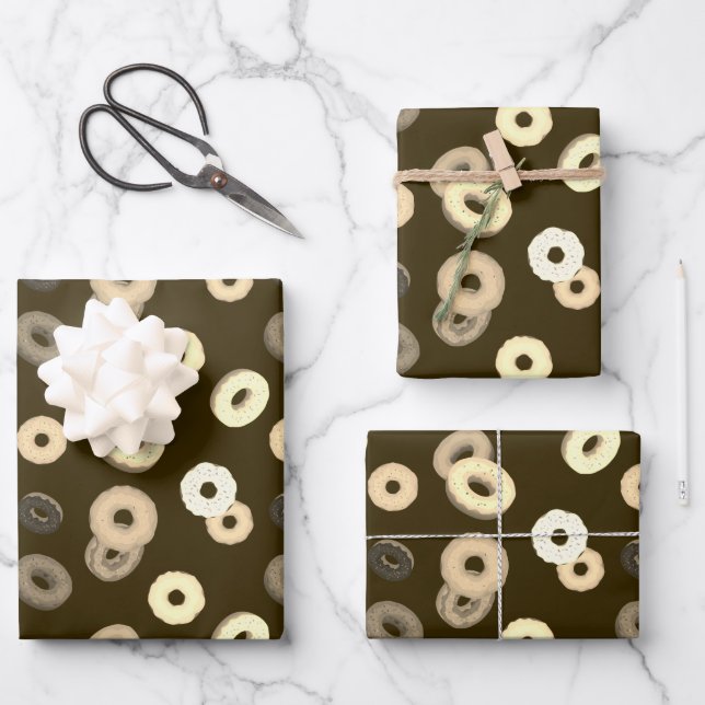 Feuille De Papier Cadeau Bains de vanille au chocolat brun motif élégant (Recto)