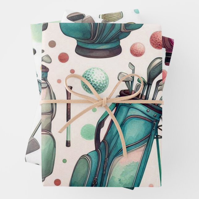 Feuille De Papier Cadeau Bal de golf (En situation)