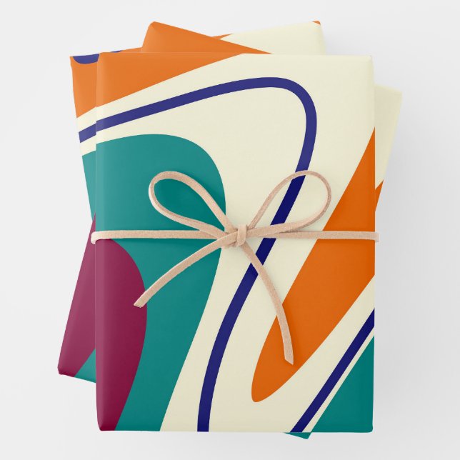 Feuille De Papier Cadeau Balances rétro - Style les années 70 classique (En situation)