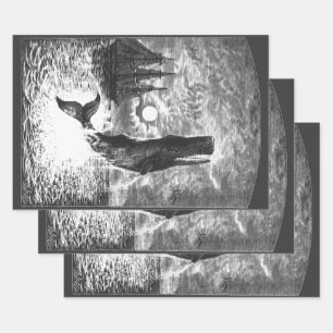 Feuille De Papier Cadeau Baleine à tête carrée faisant une cabriole, Animau