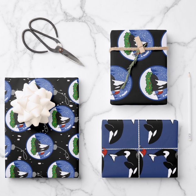 Feuille De Papier Cadeau Baleine tueuse Orca Christmas (Recto)