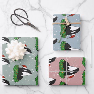 Feuille De Papier Cadeau Baleine tueuse Orca Christmas