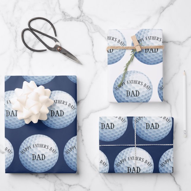 Feuille De Papier Cadeau Ball Baller de Fête des pères de golf (Recto)