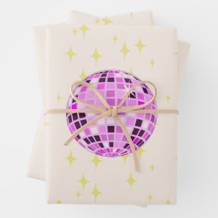 Feuille De Papier Cadeau Balle moderne Retro Disco Beige