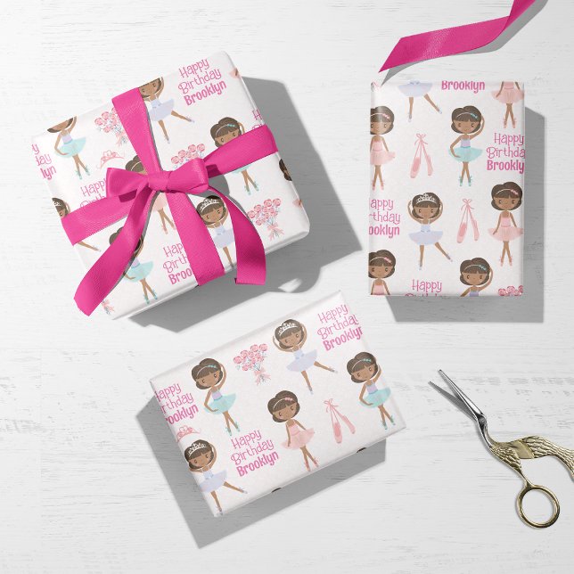 Feuille De Papier Cadeau Ballerina noire personnalisée (Créateur téléchargé)
