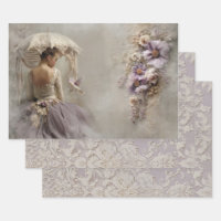 Ballerine de Rêverie Lilas & Fond en Damas Relief