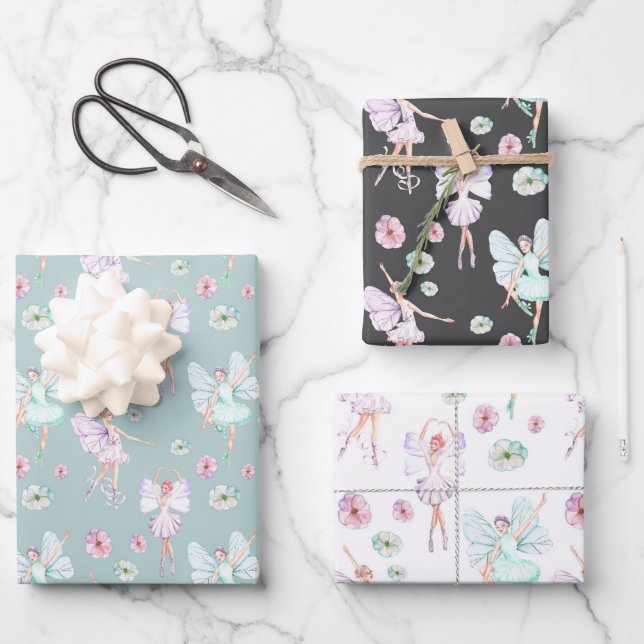 Feuille De Papier Cadeau Ballerine papillon (Recto)