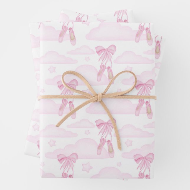 Feuille De Papier Cadeau Ballet Anniversaire Fête Baby shower rose Ballerin (En situation)