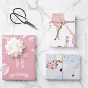 Feuille De Papier Cadeau Ballet de biscuit rose