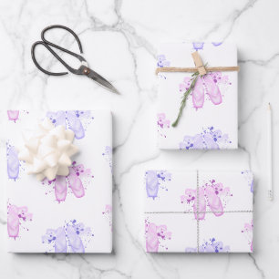 Feuille De Papier Cadeau Ballet rose et violet Anniversaire Pointe Chaussur
