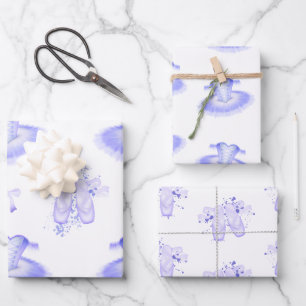 Feuille De Papier Cadeau Ballet violet Anniversaire Tutu & Pointe Chaussure
