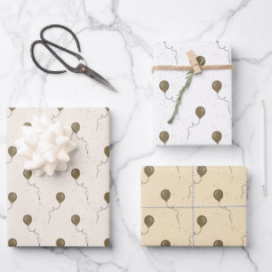 Feuille De Papier Cadeau Ballons dorés et ciel scintillant pour mariage