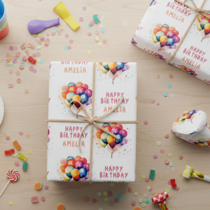 Feuille De Papier Cadeau Balloons Colorés Cadeau d'anniversaire Enfants Heu