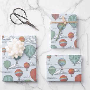 Feuille De Papier Cadeau Ballotte à air chaud Vintage vers le haut et vers 