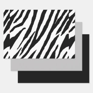 Feuille De Papier Cadeau Bande de tigre - Design noir et blanc