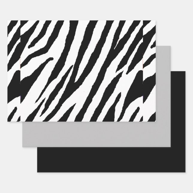 Feuille De Papier Cadeau Bande de tigre - Design noir et blanc (Lot)