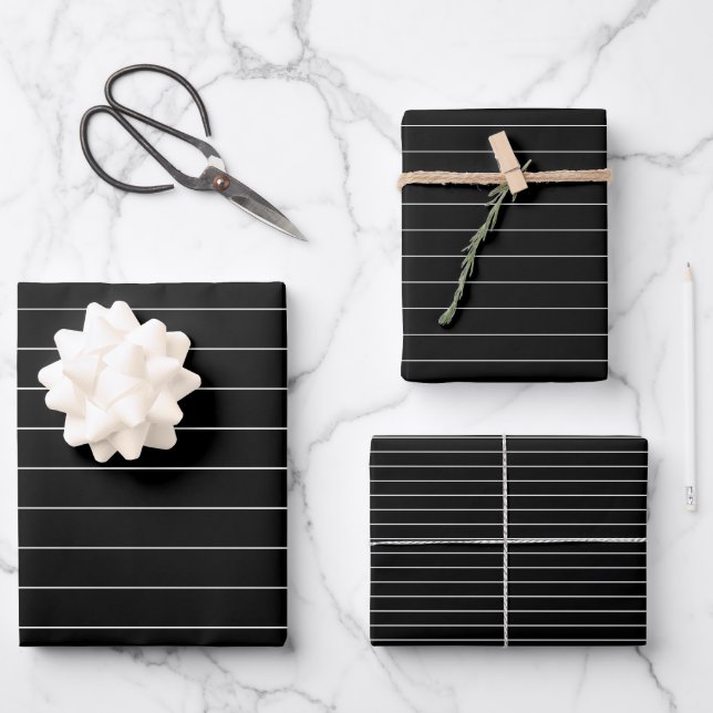 Feuille De Papier Cadeau Bande Noire Et Blanche (Recto)