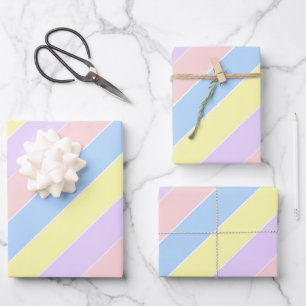 Feuille De Papier Cadeau Bandes de printemps Pastel