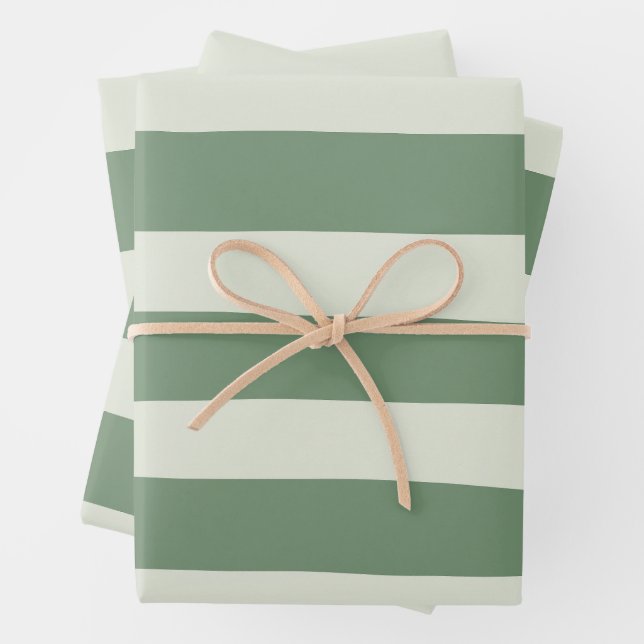 Feuille De Papier Cadeau Bandes inégales - Vert (En situation)