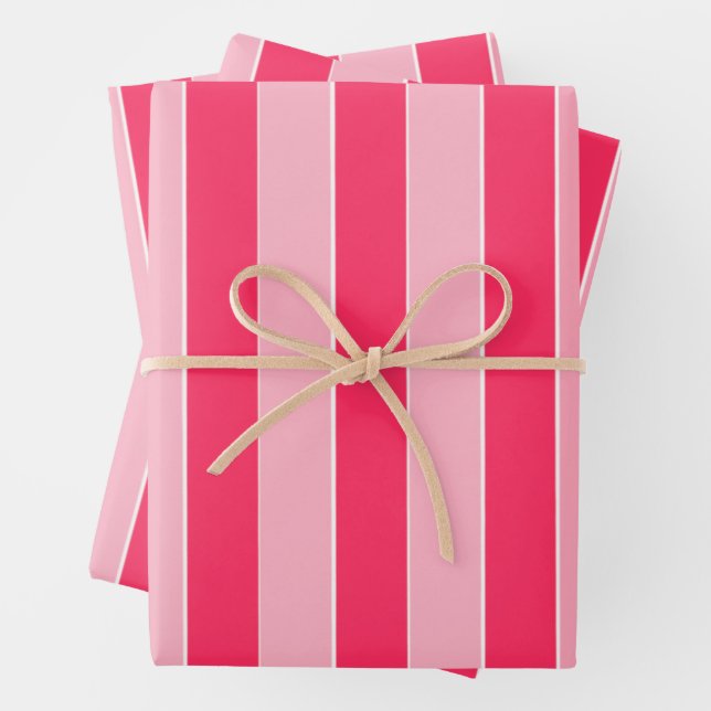 Feuille De Papier Cadeau Bandes roses (En situation)