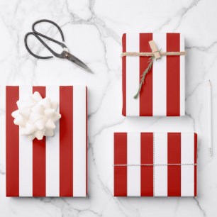 Feuille De Papier Cadeau Bandes rouges et blanches