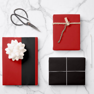 Feuille De Papier Cadeau Bandes rouges et blanches noires
