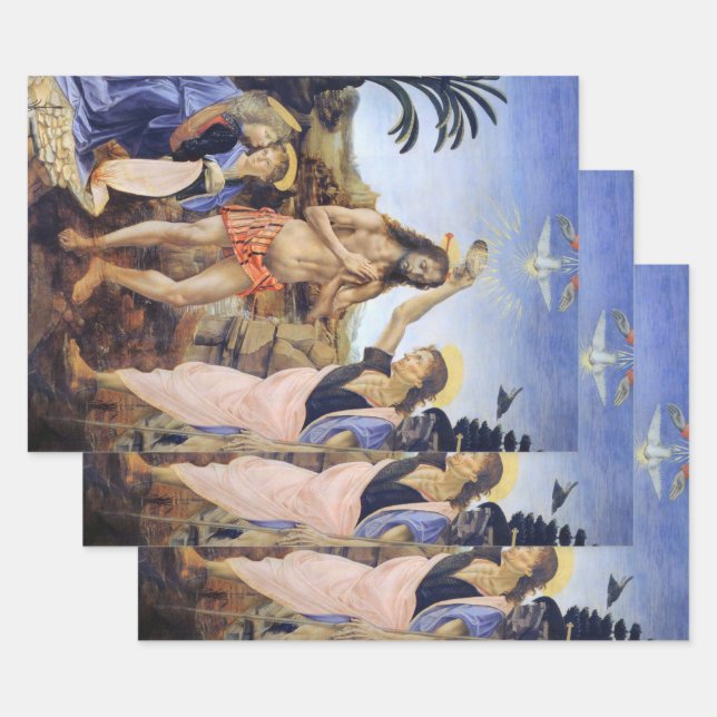 Feuille De Papier Cadeau Baptism of Christ by Verrocchio, Leonardo da Vinci (Lot)